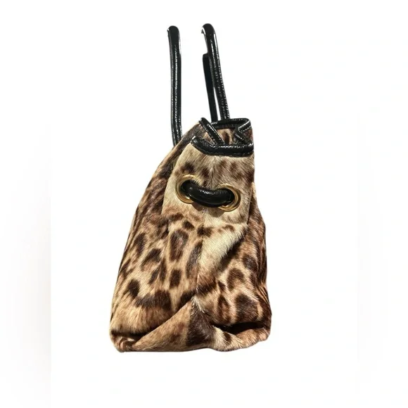 Furla Leather Trimmed Calf Hair Animal Print Satchel - Picture 6 of 11